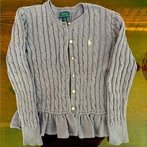 Polo Ralph Lauren girls peplum ruffle cardigan size M 8-10
